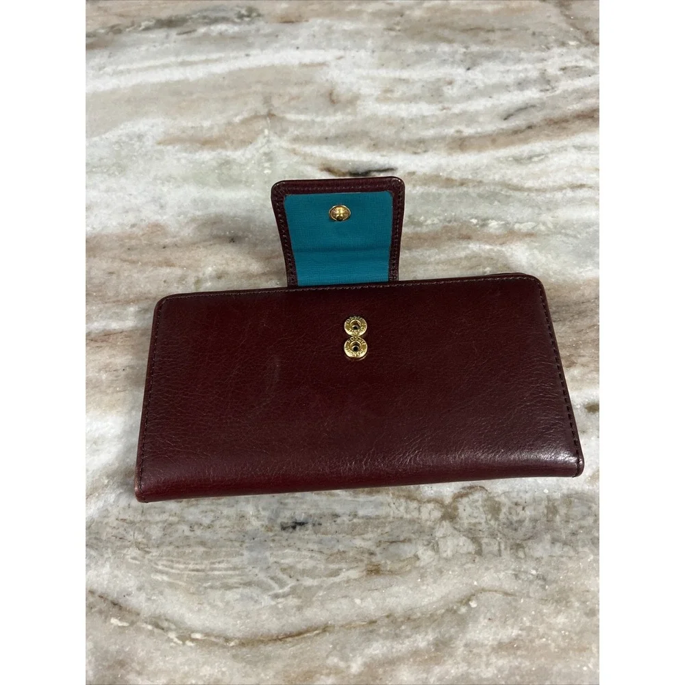 FOSSIL‎ Logan Tab Leather Card Holder Wallet Clutch Burgundy Maroon